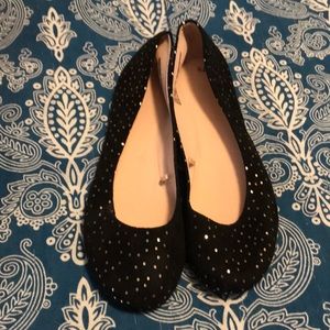 Black suede like flats